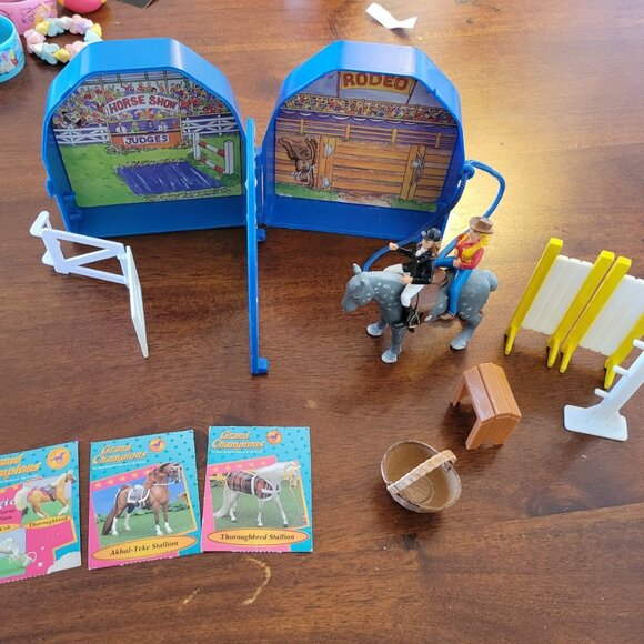 Vintage Grand Champions Horse Show Rodeo Portable Equestrian Playset Compact.